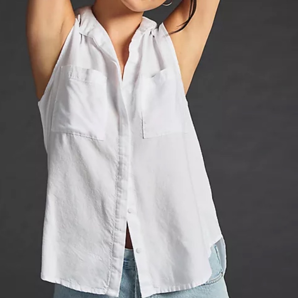 Cloth & Stone Sleeveless White Button-Up Blouse Sz S